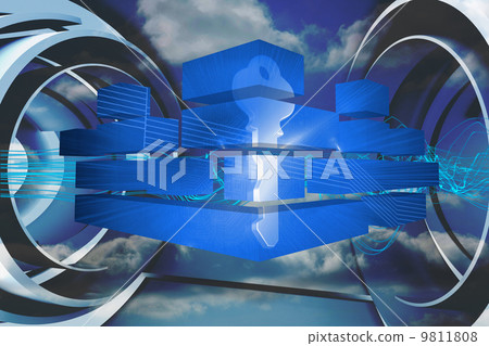 Composite image of digital key on abstract screen - Stock Illustration ...