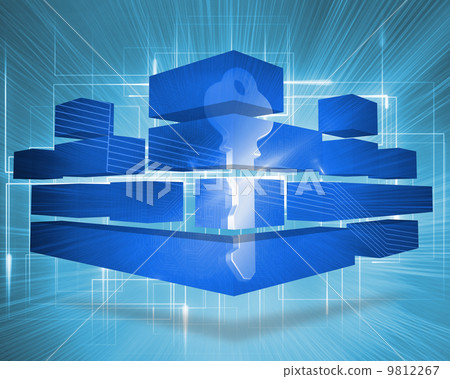 Composite image of digital key on abstract screen 9812267