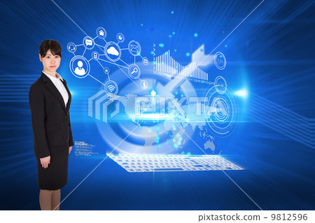 Composite image of serious businesswoman 9812596