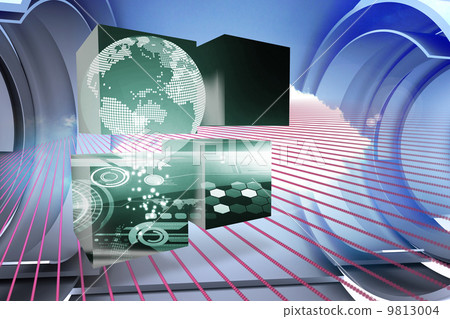 Composite image of earth interface on abstract screen Composite image of earth interface on abstract screen 9813004