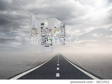Composite image of media brainstorm on abstract screen 9813452