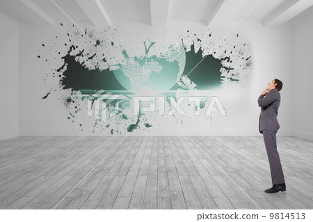 Composite image of thinking businessman with hand on chin Composite image of thinking businessman with hand on chin 9814513