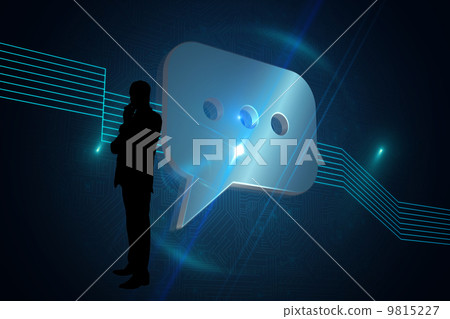 Composite image of shiny message icon on black background 9815227