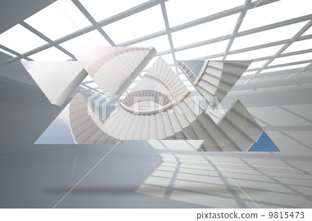 Composite image of winding staircase on abstract screen 9815473
