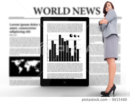 Composite image of focused businesswoman 9815480