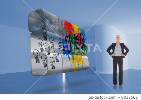 Composite image of happy businesswoman Composite image of happy businesswoman 9815562