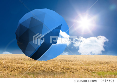 Composite image of blue arrow on abstract screen 9816395