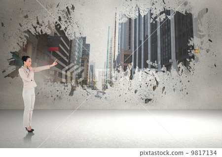Composite image of thoughtful asian businesswoman pointing Composite image of thoughtful asian businesswoman pointing 9817134
