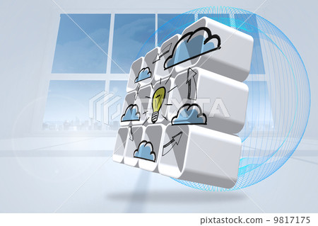 Composite image of cloud computing idea cycle on abstract screen 9817175