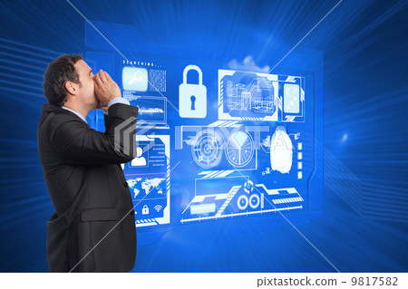 Composite image of shouting businessman 9817582