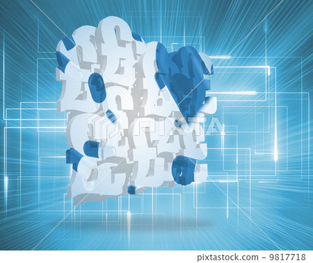 Composite image of blue balloons on abstract screen 9817718