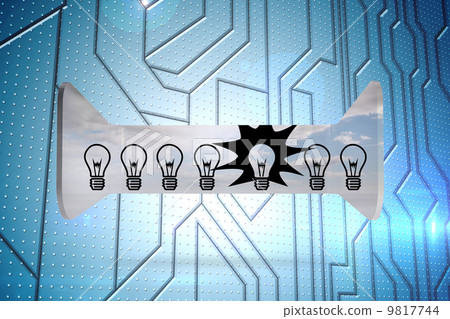 Composite image of light bulbs on abstract screen Composite image of light bulbs on abstract screen 9817744
