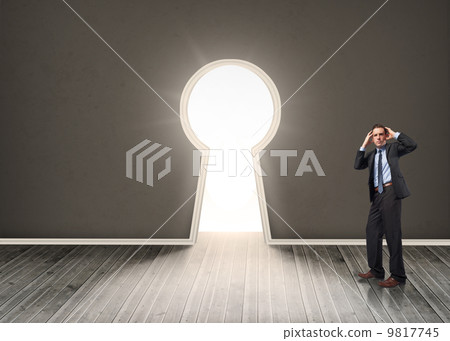 Composite image of stressed businessman with hands on head Composite image of stressed businessman with hands on head 9817745