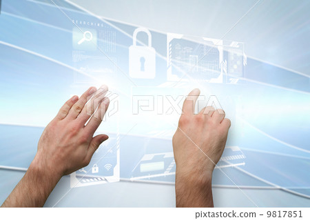 Composite image of hands pointing and presenting Composite image of hands pointing and presenting 9817851