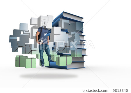 Composite image of light bulb student on abstract screen 9818840