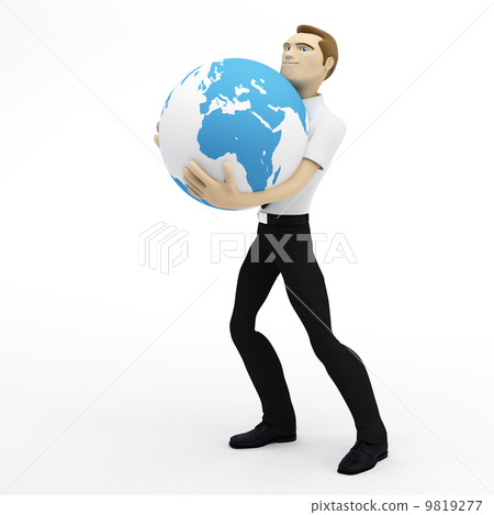 3D businessman holding lhuge earth globe 3D businessman holding lhuge earth globe 9819277