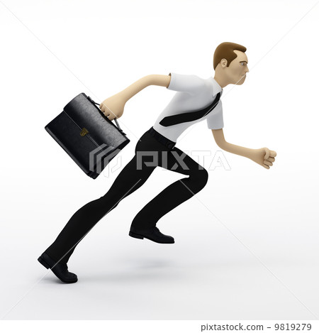 Running businessman with a briefcase Running businessman with a briefcase 9819279