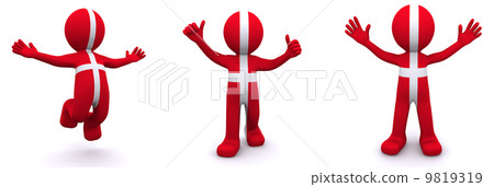 3d character textured with flag of Denmark 3d character textured with flag of Denmark 9819319