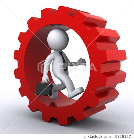 3d businessmen inside gear. Business concept 9819357