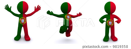 3d character textured with flag of Portugal 9819358