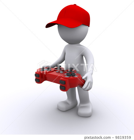 3d character hold video game controller 9819359