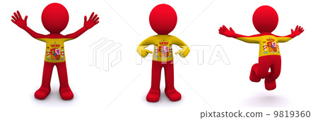 3d character textured with flag of Spain 9819360