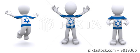 3d character textured with flag of Israel 3d character textured with flag of Israel 9819366