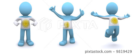 3d character textured with flag of Argentina 9819429