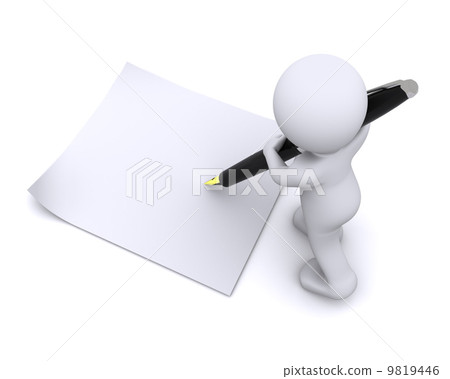 little 3d character write a card with big pen little 3d character write a card with big pen 9819446