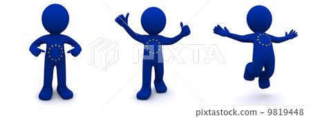 3d character textured with flag of European Union 3d character textured with flag of European Union 9819448