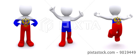 3d character textured with flag of Russia 3d character textured with flag of Russia 9819449