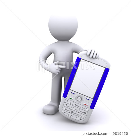 3d character with mobile phone 3d character with mobile phone 9819450