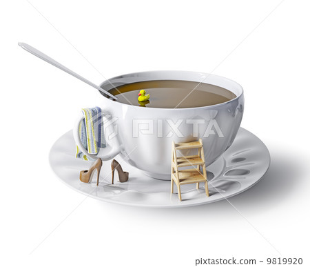 cup of coffee as the bathtube 9819920