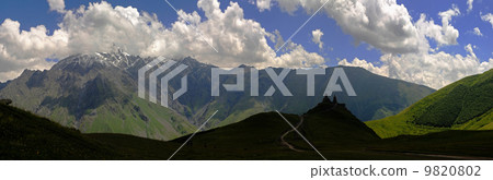 Caucasus Mountains (Kazbegi) - panorama 9820802