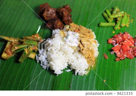 Banana leaf and South Indian curry 9821335