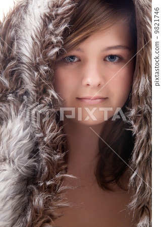 Beauty girl with fur 9821746
