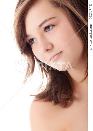 Teenage face on white 9821748