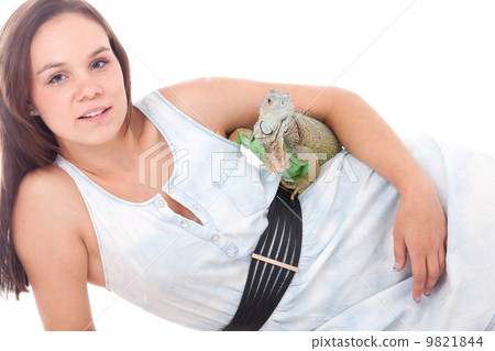 Woman and her lovely dragon 9821844