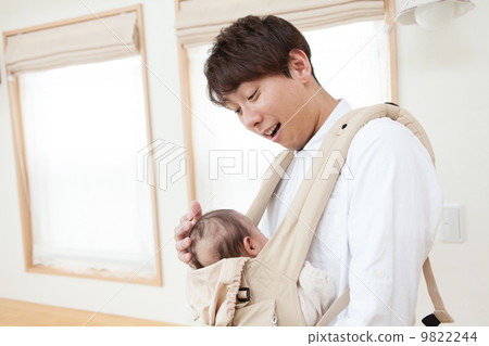 Baby with father and 3 months old baby Kagoshimo child rearing 9822244