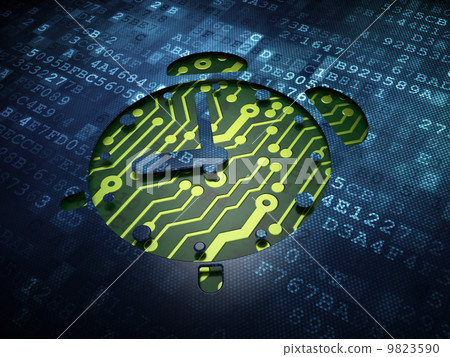 Timeline concept: Alarm Clock on digital screen background 9823590