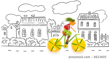 Fruity cyclist. Fruity cyclist. 9823605