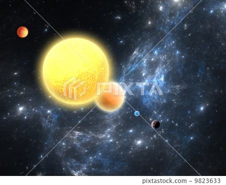 Planetary system with a red dwarf star 9823633