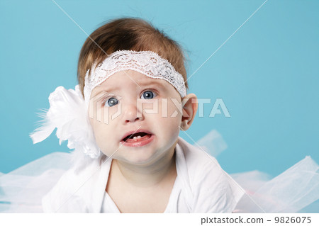 little ballerina on blue background 9826075