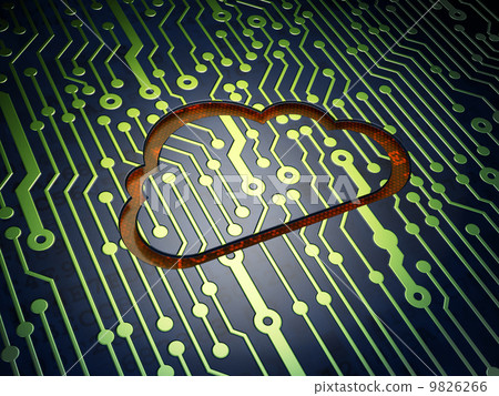Cloud networking concept: Cloud on circuit board background 9826266