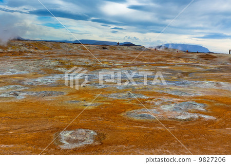 Hot Mud Pots in the Geothermal Area Hverir, Iceland Hot Mud Pots in the Geothermal Area Hverir, Iceland 9827206