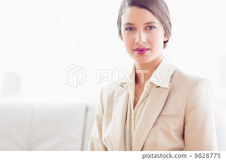 Young businesswoman sitting on sofa looking at camera Young businesswoman sitting on sofa looking at camera 9828775