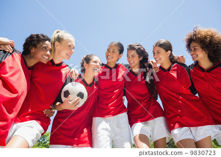 Female soccer team against clear sky 9830723