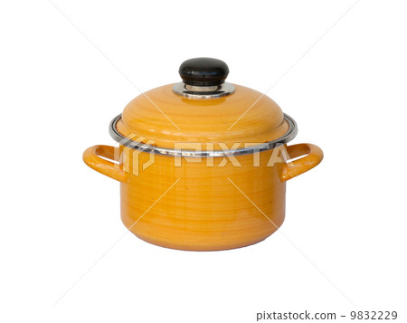 Old yellow metal cooking pot Old yellow metal cooking pot 9832229