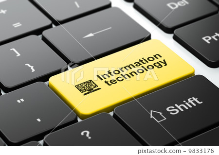 Information concept: Computer Pc and Information Technology on computer keyboard background 9833176