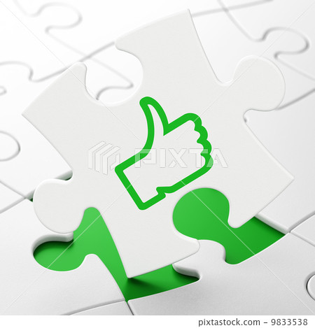 Social media concept: Thumb Up on puzzle background 9833538